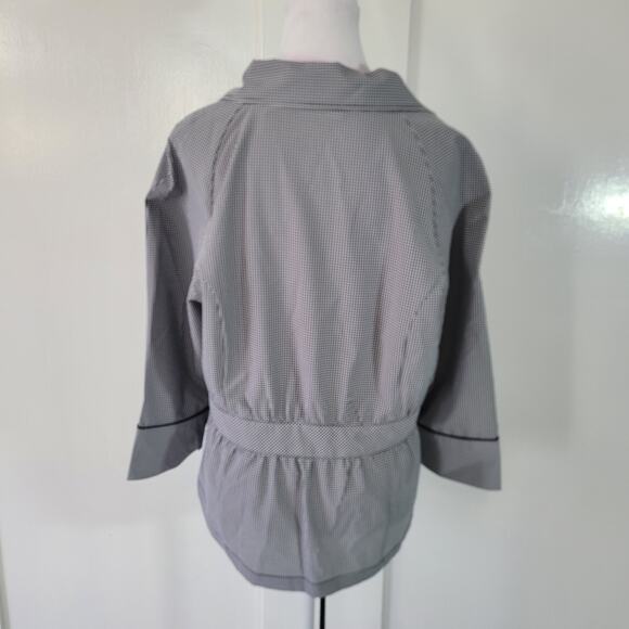 Drapers & Damons Size M Stretch Gingam Plaid Black White Full Zip Jacket - Picture 4 of 10